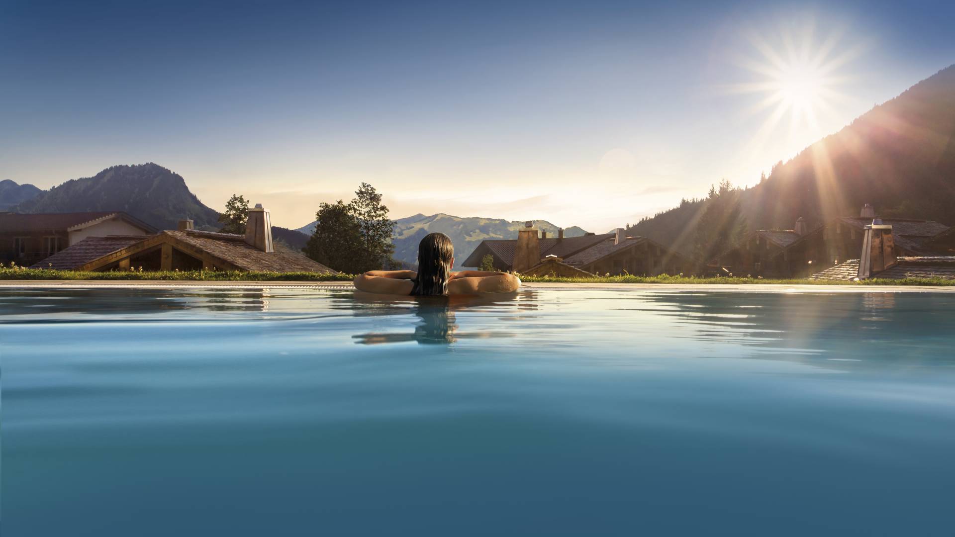 Pool mit Aussicht auf Oberjoch