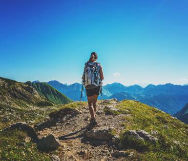 Woman hiking on the mountain