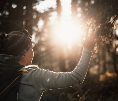 Woman from behind while hiking