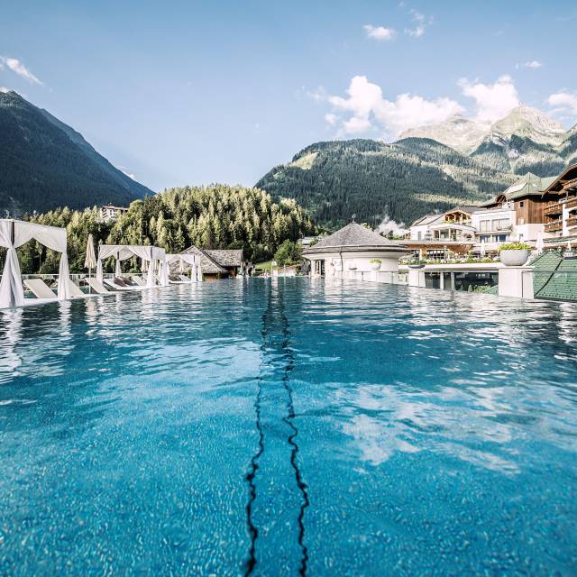 Outdoor pool with mountain view in Austria